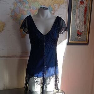 Scala Royal Blue Beaded Top